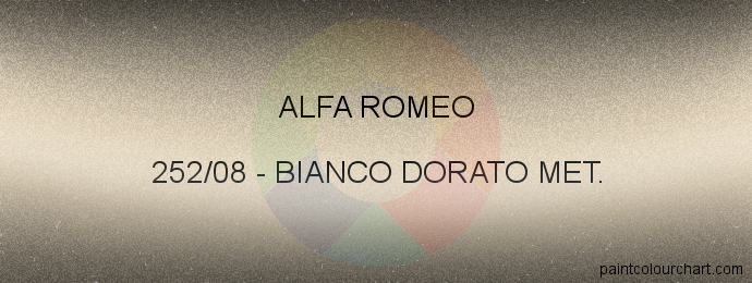 252 08 Bianco Dorato Met For Alfa Romeo Bodywork Paintcolourchart Com
