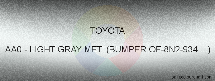 Toyota paint AA0 Light Gray Met. (bumper Of-8n2-934 ...)
